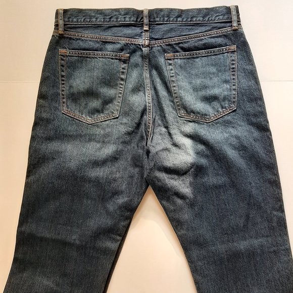 Uniqlo Men's Regular Fit Straight Blue Wash Jeans - Picture 6 of 8